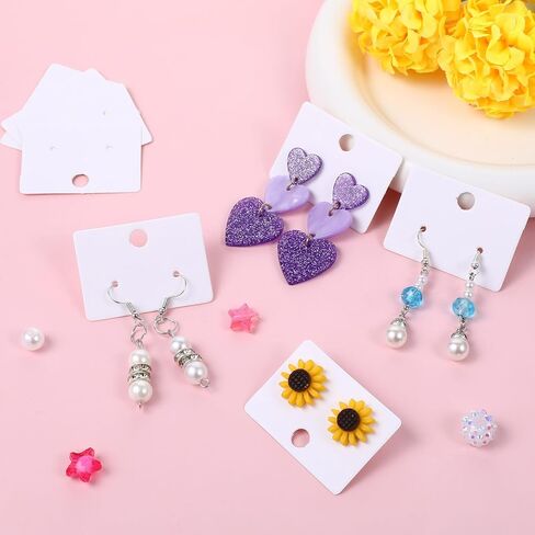 200 PCS Earring Cards, 1.77 x 1.26 Inches Kraft Paper Earring Display Holder Cards Kraft Paper Earrings Tags Hanging Jewelry Display Cards for Earrings Necklace Jewelry Bags (White) in Kuwait