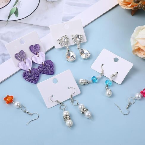 200 PCS Earring Cards, 1.77 x 1.26 Inches Kraft Paper Earring Display Holder Cards Kraft Paper Earrings Tags Hanging Jewelry Display Cards for Earrings Necklace Jewelry Bags (White) in Kuwait