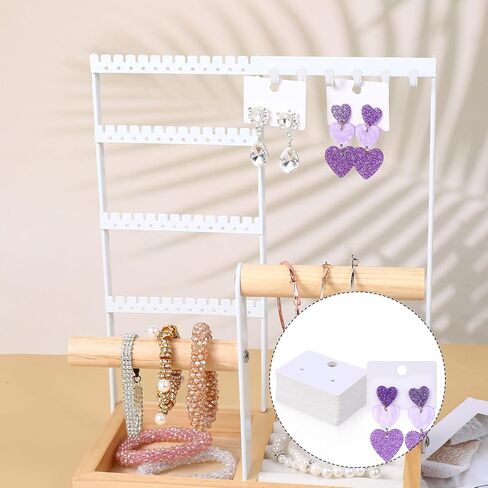200 PCS Earring Cards, 1.77 x 1.26 Inches Kraft Paper Earring Display Holder Cards Kraft Paper Earrings Tags Hanging Jewelry Display Cards for Earrings Necklace Jewelry Bags (White) in Kuwait