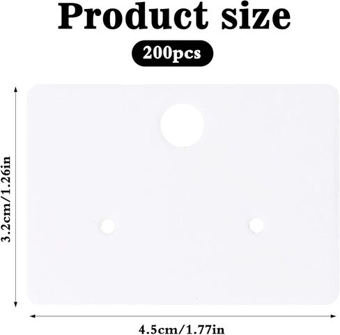 200 PCS Earring Cards, 1.77 x 1.26 Inches Kraft Paper Earring Display Holder Cards Kraft Paper Earrings Tags Hanging Jewelry Display Cards for Earrings Necklace Jewelry Bags (White) in Kuwait