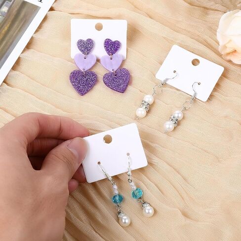 200 PCS Earring Cards, 1.77 x 1.26 Inches Kraft Paper Earring Display Holder Cards Kraft Paper Earrings Tags Hanging Jewelry Display Cards for Earrings Necklace Jewelry Bags (White) in Kuwait