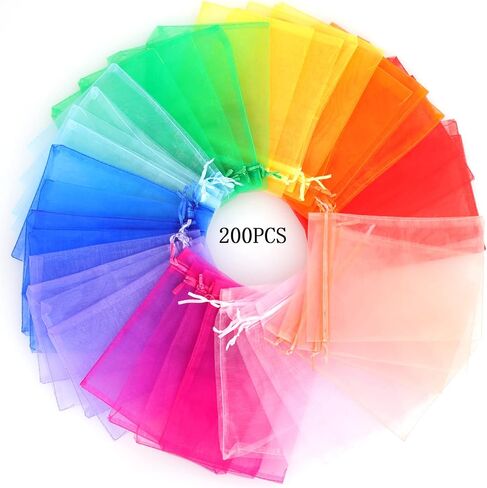 Ponpon 100pcs أكياس متنوعة ألوان أورجانزا ، 5 × 7 بوصات أكياس شبك in Kuwait