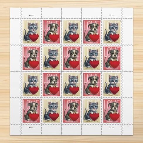 USPS Love 2023 (2 Sheets of 20) Forever Postage Stamps US Postal First Class Valentine Dog Cat Puppy Kitten Pet Wedding Celebration Engagement Invitation Anniversary Romance Party in Saudi Arabia