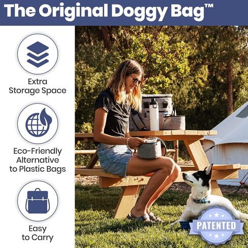 The Original Doggy Bag™ - Complete Dog Travel Bowl Bag for Supplies with 2 BPA-Free Travel Dog Bowls & 2 Food Containers - Traveling Kit for Road Trips, Camping, Weekend Away or Doggy Gift - Beige in Saudi Arabia
