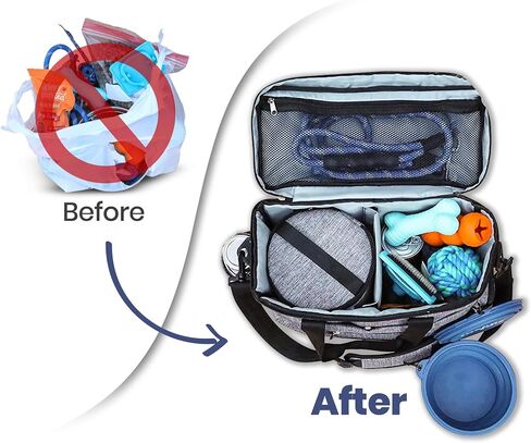 The Original Doggy Bag™ - Complete Dog Travel Bowl Bag for Supplies with 2 BPA-Free Travel Dog Bowls & 2 Food Containers - Traveling Kit for Road Trips, Camping, Weekend Away or Doggy Gift - Beige in Saudi Arabia