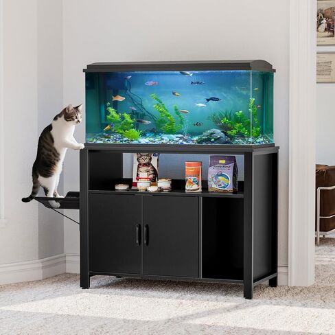 GDLF 40 Gallon Breeder Tank Stand，40–50 Gallon Fish Tank Stand with Hidden Cat Litter Box Cabinet and Cat Perch,36.6"x18.9"Tabletop, 660 LBS Capacity in Kuwait
