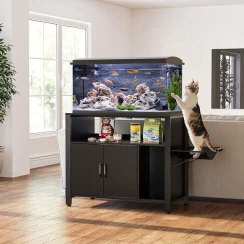 GDLF 40 Gallon Breeder Tank Stand，40–50 Gallon Fish Tank Stand with Hidden Cat Litter Box Cabinet and Cat Perch,36.6"x18.9"Tabletop, 660 LBS Capacity in Kuwait
