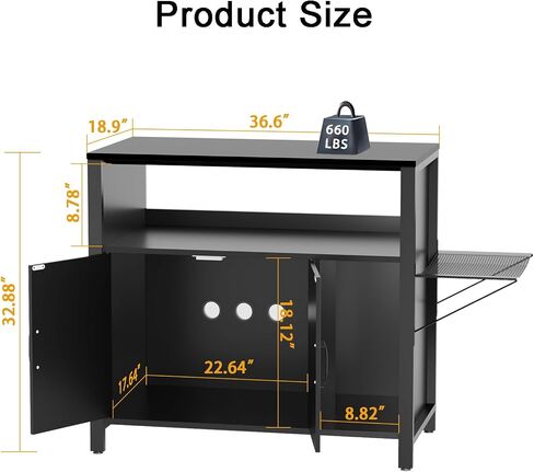 GDLF 40 Gallon Breeder Tank Stand，40–50 Gallon Fish Tank Stand with Hidden Cat Litter Box Cabinet and Cat Perch,36.6"x18.9"Tabletop, 660 LBS Capacity in Kuwait
