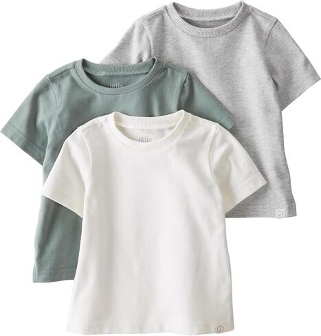 little planet by carter's unisex-baby 3-pack Tops Made With Organic Cotton, Green/Cream/Grey, 2T in Kuwait