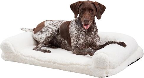 Happy Hounds Millie Sherpa Sofa Style Dog Bed with Removable Cover, Medium, Mink Gray in Saudi Arabia