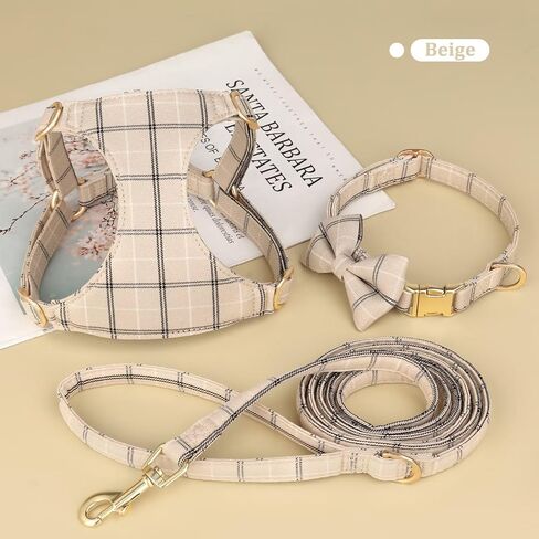 Beirui Cute Small Dog Harness Collar and Leash Set with Bowtie, Soft Adjustable Pink Puppy Harness for Small Sized Dogs Cats Walks Parties and Photoshoots(Pink,XXS:Chest 12-14") in Saudi Arabia
