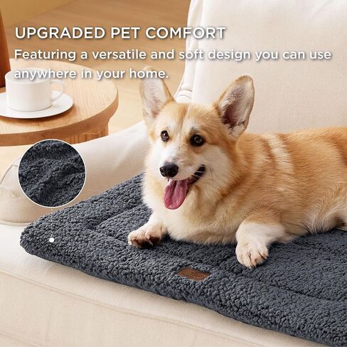 Bedsure Washable Dog Crate Bed for Large Dogs, Reversible Foam Floor Dog Mat, Lightweight Travel Flat Pet Beds for Indoor & Outdoor Dogs (35" x 23", Grey) in Saudi Arabia