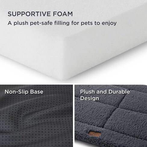Bedsure Washable Dog Crate Bed for Large Dogs, Reversible Foam Floor Dog Mat, Lightweight Travel Flat Pet Beds for Indoor & Outdoor Dogs (35" x 23", Grey) in Saudi Arabia