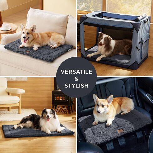 Bedsure Washable Dog Crate Bed for Large Dogs, Reversible Foam Floor Dog Mat, Lightweight Travel Flat Pet Beds for Indoor & Outdoor Dogs (35" x 23", Grey) in Saudi Arabia