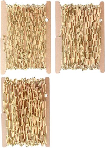 THREENEST 16.4-Feet Width 2.5mm Stainless Steel Paperclip Chains, 18K Real Gold Plated, Soldered Cable Long Craft Chain for Necklace Bracelet Earring Jewelry Making (2200-GOLD-5M) in Saudi Arabia
