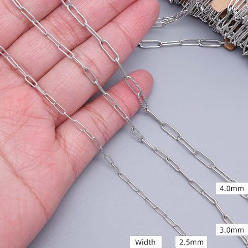 THREENEST 16.4-Feet Width 2.5mm Stainless Steel Paperclip Chains, 18K Real Gold Plated, Soldered Cable Long Craft Chain for Necklace Bracelet Earring Jewelry Making (2200-GOLD-5M) in Saudi Arabia
