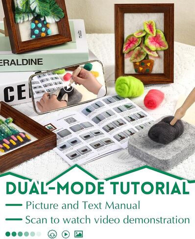 OEHPICC EDELE TOLITETLE TOLITET-SEDSE-WOOL CONDING SUPPIES مع Frame & Tools (3 Potted Potted) | تشمل مجموعة الطلاء التي شعرت بها الإبرة للبالغين إبر التلبيس ، ورقة النسيج ، التعليمات in Kuwait