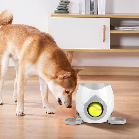 2025 Automatic Dog Ball Launcher Tennis Reward Machine for Small Medium Large Dogs Indoor Outdoor Training Interactive Dog Training Automatic Feeder(White) in Saudi Arabia