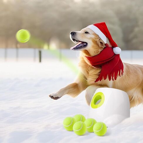 2025 Automatic Dog Ball Launcher Tennis Reward Machine for Small Medium Large Dogs Indoor Outdoor Training Interactive Dog Training Automatic Feeder(White) in Saudi Arabia