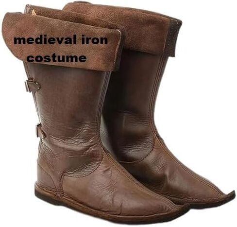 Viking boots Leather Viking footwear Brown Viking boots Viking leather boots pair New leather footwear Handcrafted Norse boots Viking reenactment boots (US 13) in Saudi Arabia