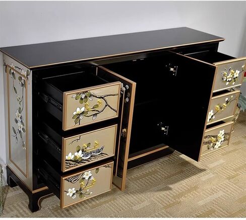 Sideboard Cabinet Chinese Style Porch Cabinet Board Wood Light Luxury Home Storage Cabinet Living Room Shoe Cabinet Dining Sideboard Sideboard Cabinet with Drawers(M:140X35X85CM) in Saudi Arabia