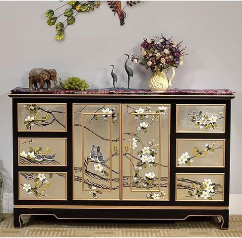 Sideboard Cabinet Chinese Style Porch Cabinet Board Wood Light Luxury Home Storage Cabinet Living Room Shoe Cabinet Dining Sideboard Sideboard Cabinet with Drawers(M:140X35X85CM) in Saudi Arabia