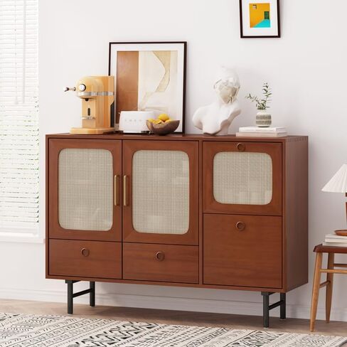 Sideboard Cabinet Chinese Style Wooden Sideboard Storage Cabinet with Door Kitchen Buffet Storage Cabinet Food Storage Cabinet Sideboard Cabinet with Drawers(C) in Saudi Arabia