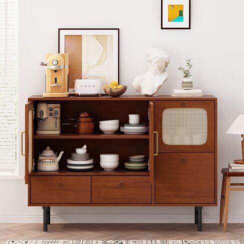 Sideboard Cabinet Chinese Style Wooden Sideboard Storage Cabinet with Door Kitchen Buffet Storage Cabinet Food Storage Cabinet Sideboard Cabinet with Drawers(C) in Saudi Arabia