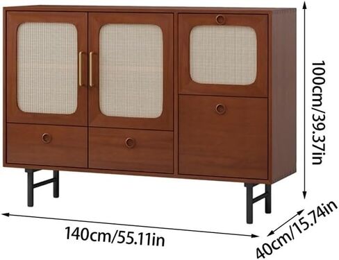 Sideboard Cabinet Chinese Style Wooden Sideboard Storage Cabinet with Door Kitchen Buffet Storage Cabinet Food Storage Cabinet Sideboard Cabinet with Drawers(C) in Saudi Arabia