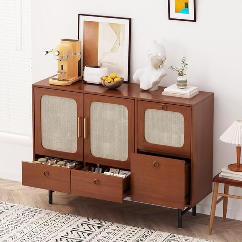 Sideboard Cabinet Chinese Style Wooden Sideboard Storage Cabinet with Door Kitchen Buffet Storage Cabinet Food Storage Cabinet Sideboard Cabinet with Drawers(C) in Saudi Arabia