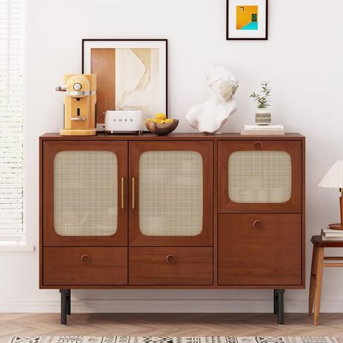 Sideboard Cabinet Chinese Style Wooden Sideboard Storage Cabinet with Door Kitchen Buffet Storage Cabinet Food Storage Cabinet Sideboard Cabinet with Drawers(C) in Saudi Arabia