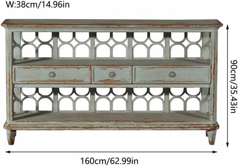 مجلس الوزراء الجانبي Country Sideboard غرفة المعيشة أريكة شرفة الجانبية تخزين مطعم Nordic Retro Aged Board Wood Storage Fabinet Sideboard Babinet مع أدراج (B: 160 × 38x90 سم) in Saudi Arabia