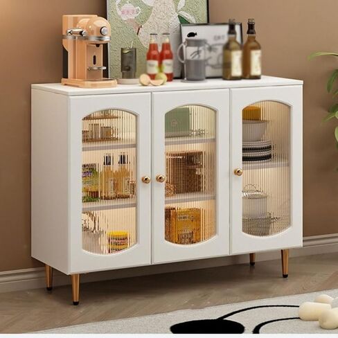Sideboard Cabinet Modern Simple Glass Door Dining Sideboard Home Living Room Solid Wood Storage Cabinet Kitchen Storage Cabinet Sideboard Cabinet with Drawers(C) in Saudi Arabia