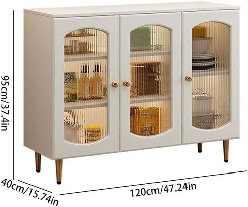 Sideboard Cabinet Modern Simple Glass Door Dining Sideboard Home Living Room Solid Wood Storage Cabinet Kitchen Storage Cabinet Sideboard Cabinet with Drawers(C) in Saudi Arabia