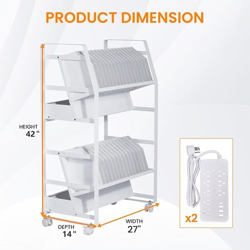 Chromebook Open Charging Cart, 32 Device Mobile Charging Cart for iPads, Laptops, Chromebooks, Compatible with Any Screen Size, Easy Access Slots, Removable Dividers, Surge Protection in Saudi Arabia