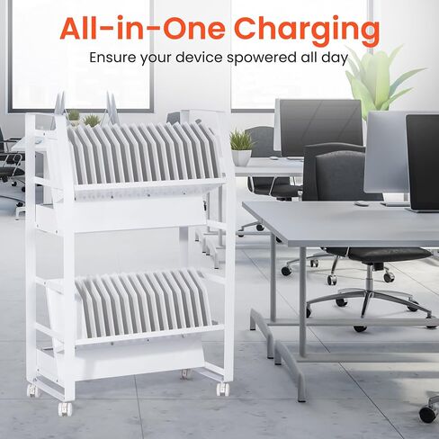 Chromebook Open Charging Cart, 32 Device Mobile Charging Cart for iPads, Laptops, Chromebooks, Compatible with Any Screen Size, Easy Access Slots, Removable Dividers, Surge Protection in Saudi Arabia