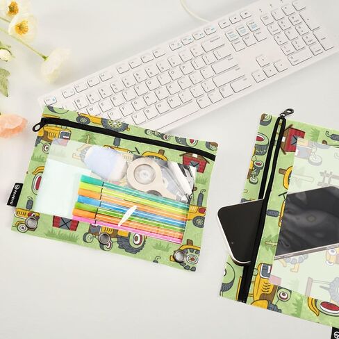 Pencil Pouch for 3 Ring Binder Cute Pink Ribbon Bow Binder Pencil Case with Smooth Zipper Clear Window Pencil Case 2 Pack for Office School College Supplies in Kuwait