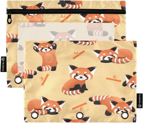 Pencil Pouch for 3 Ring Binder Cute Pink Ribbon Bow Binder Pencil Case with Smooth Zipper Clear Window Pencil Case 2 Pack for Office School College Supplies in Kuwait