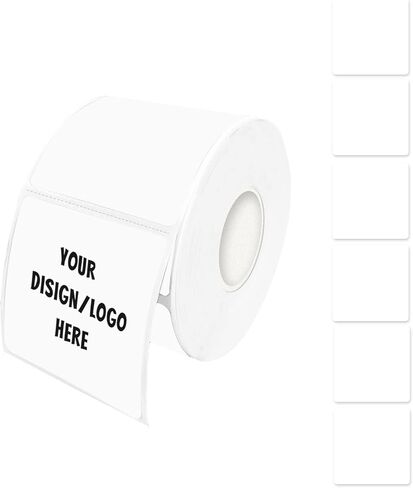 2 "x2" ملصقات ملصقات حرارية مربعة بيضاء ، ملصقات حرارية مباشرة مربعة ذاتية ، 500 ورقة مع خط ثقب في لفة in Kuwait