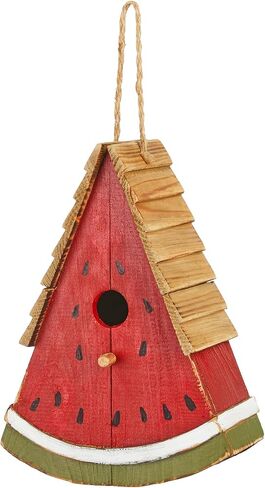 Glitzhome 11" H Distressed Solid Wood Watermelon Birdhouse, Rustic Bird House Outdoor Garden Decorative Handmade Birdhouse in Saudi Arabia