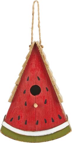 Glitzhome 11" H Distressed Solid Wood Watermelon Birdhouse, Rustic Bird House Outdoor Garden Decorative Handmade Birdhouse in Saudi Arabia