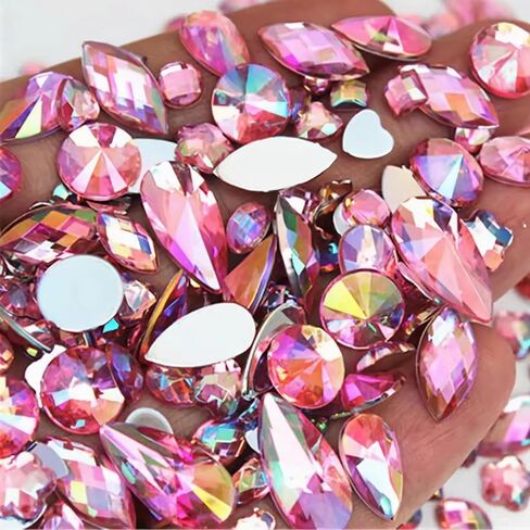 1000pcs AB Colorful Rhinestones Crystal Gems, Flatback Acrylic Gemstone Jewels, Craft DIY for Cosplay Pirate Halloween Costume Clothes Party, Nail Crafting Gems Accessories (00 Mixed Color AB) in Saudi Arabia