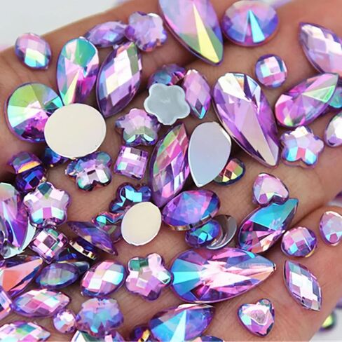 1000pcs AB Colorful Rhinestones Crystal Gems, Flatback Acrylic Gemstone Jewels, Craft DIY for Cosplay Pirate Halloween Costume Clothes Party, Nail Crafting Gems Accessories (00 Mixed Color AB) in Saudi Arabia