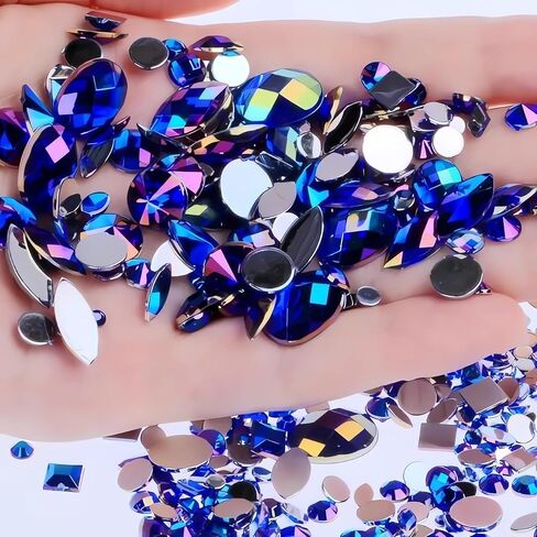 1000pcs AB Colorful Rhinestones Crystal Gems, Flatback Acrylic Gemstone Jewels, Craft DIY for Cosplay Pirate Halloween Costume Clothes Party, Nail Crafting Gems Accessories (00 Mixed Color AB) in Saudi Arabia