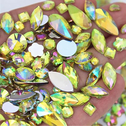 1000pcs AB Colorful Rhinestones Crystal Gems, Flatback Acrylic Gemstone Jewels, Craft DIY for Cosplay Pirate Halloween Costume Clothes Party, Nail Crafting Gems Accessories (00 Mixed Color AB) in Saudi Arabia