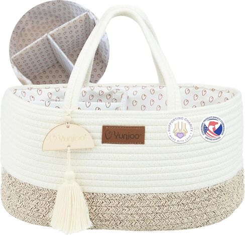 Diaper Caddy Organizer, Diaper Bag Tote for Changing Table Necessities and newborn essentials must haves, Diaper bag organizer for baby changing station, Baby Shower Gift Basket, White in Saudi Arabia