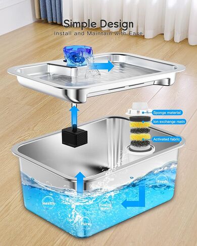 نافورة مياه للكلاب من الفولاذ المقاوم للصدأ، نوافير كبيرة جدًا للحيوانات الأليفة سعة 3 جالون للكلاب الكبيرة، موزع وعاء الكلب الأوتوماتيكي من Great Dane Waterer، أوعية شرب مرشحة للحيوانات الأليفة المتعددة، سهلة التنظيف، مضخة هادئة in Kuwait