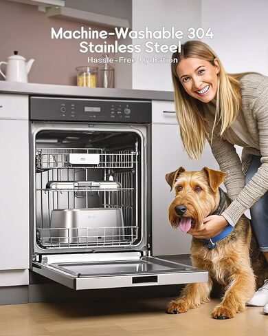 نافورة مياه للكلاب من الفولاذ المقاوم للصدأ، نوافير كبيرة جدًا للحيوانات الأليفة سعة 3 جالون للكلاب الكبيرة، موزع وعاء الكلب الأوتوماتيكي من Great Dane Waterer، أوعية شرب مرشحة للحيوانات الأليفة المتعددة، سهلة التنظيف، مضخة هادئة in Kuwait