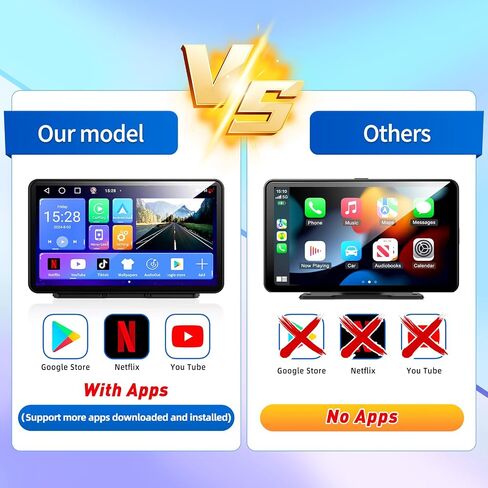 ستيريو سيارة CarPlay Android Auto Android 13 مقاس 9 بوصات، 8 النواة، ذاكرة الوصول العشوائي 4 جيجابايت + ذاكرة الوصول العشوائي 64 جيجابايت، دعم بطاقة Netflix TF، بلوتوث YouTube Tictok، راديو السيارة بشاشة تعمل باللمس in Kuwait