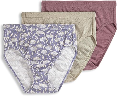 Jockey Women's Underwear Elance Breathe French Cut - 3 Pack, Flowing Fine/Frothy Blue/Navy, 10 in Saudi Arabia